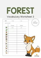 Aperçu - Fiches - Forest / Forêt: Vocabulary Worksheet 3 (Fiche d'exercices d'anglais) - Page de couverture