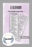 Vorschau - Merkblätter - Gedichtanalyse - Lyrik - Übersicht zum Vorgehen - Lesezeichen - Deckblatt