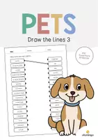 Aperçu - Cartes d'exercices - Pets / Animaux de compagnie: Draw the lines 3 (Fiche d'exercices d'anglais) - Page de couverture