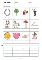 Aperçu - Matériel pour travaux manuels / dessin - Lucky Symbols / Symboles porte-bonheur: Cut and Glue (Fiche d'exercices d'anglais) - Page 2