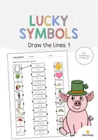 Aperçu - Cartes d'exercices - Lucky Symbols / Symboles porte-bonheur: Draw the lines 1 (Fiche d'exercices d'anglais) - Page de couverture