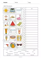 Aperçu - Fiches - Summer / Été: Vocabulary Worksheet 2 (Fiche d'exercices d'anglais) - Page 3