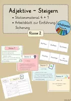 Vorschau - Arbeitsblätter - Adjektive steigern - Stationsarbeit - Deckblatt