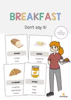 Aperçu - Jeux - Breakfast / Petit-déjeuner: Don’t say it! (Jeu pour le cours d'anglais) - Page de couverture