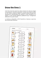 Aperçu - Cartes d'exercices - Breakfast / Petit-déjeuner: Draw the lines 1 (Fiche d'exercices d'anglais) - Page 1