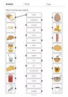 Aperçu - Cartes d'exercices - Breakfast / Petit-déjeuner: Draw the lines 1 (Fiche d'exercices d'anglais) - Page 2