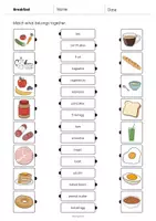 Aperçu - Cartes d'exercices - Breakfast / Petit-déjeuner: Draw the lines 1 (Fiche d'exercices d'anglais) - Page 3