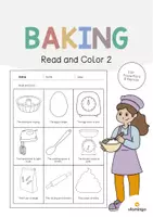 Aperçu - Cartes d'exercices - Baking / Cuisson: Read and Color 2 (Fiche d'exercices d'anglais) - Page de couverture