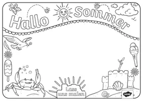 Vorschau - Arbeitsblätter - Hallo Sommer - Doodle-Ausmalbild - Seite 2