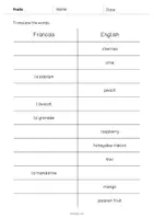 Aperçu - Tests - Fruits: Vocabulary Mini Test (Test pour le cours d'anglais) - Page 3