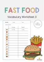 Aperçu - Fiches - Fast Food / Restauration rapide: Vocabulary Worksheet 3 (Fiche d'exercices d'anglais) - Page de couverture