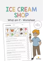 Aperçu - Cartes d'exercices - Ice Cream Shop / Glacier: What am I? - Worksheet (Fiche d'exercices d'anglais) - Page de couverture