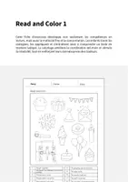 Aperçu - Cartes d'exercices - Party / Fête: Read and Color 1 (Fiche d'exercices d'anglais) - Page 1