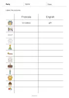 Aperçu - Fiches - Party / Fête: Vocabulary Worksheet 3 (Fiche d'exercices d'anglais) - Page 2