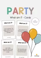 Aperçu - Jeux - Party / Fête: What am I? - Cards (Jeu pour le cours d'anglais) - Page de couverture