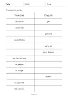 Aperçu - Tests - Party / Fête: Vocabulary Mini Test (Test pour le cours d'anglais) - Page 2