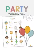 Aperçu - Affichage - Party / Fête: Vocabulary Poster (Affiche pour le cours d'anglais) - Page de couverture