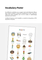 Aperçu - Affichage - Party / Fête: Vocabulary Poster (Affiche pour le cours d'anglais) - Page 1