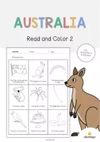 Aperçu - Cartes d'exercices - Australia / Australie: Read and Color 2 (Fiche d'exercices d'anglais) - Page de couverture