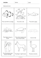 Aperçu - Cartes d'exercices - Australia / Australie: Read and Color 2 (Fiche d'exercices d'anglais) - Page 3