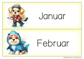 Vorschau - Mal- und Bastelvorlagen - Tafelkalender mit Hunden für die Hundeklasse - Seite 1