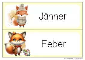 Vorschau - Mal- und Bastelvorlagen - Tafelkalender mit Füchsen für die Fuchsklasse - Seite 2