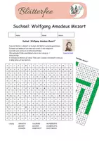 Vorschau - Arbeitsblätter - Freebie: Suchsel Mozart - Deckblatt