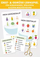 Vorschau - Spiele - Lernspiel Sortierspiel für Kinder, PDF Montessori inspiriert Zuordnungsspiel, Obst Gemüse lernen, Kindergarten Aktivitäten, Morgenkreis Idee - Deckblatt