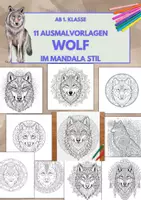 Vorschau - Arbeitsblätter - Wolf Mandalas – 11 Ausmalbilder ab der 1. Klasse 🐺 - Deckblatt