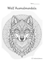 Vorschau - Arbeitsblätter - Wolf Mandalas – 11 Ausmalbilder ab der 1. Klasse 🐺 - Seite 1