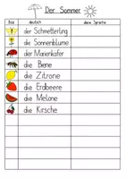 Vorschau - Arbeitsblätter - DaZ: Wortschatz-Übersicht Sommer ☀️⛱ deutsch & Muttersprache🍉 - Seite 3