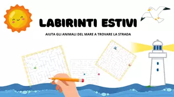 anteprima - Materiale di supporto/inclusione - Passatempi per l'Estate - Labirinti con gli Animali del Mare! - Pagina di copertina