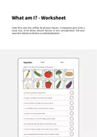 Aperçu - Cartes d'exercices - Vegetables / Légumes: What am I? - Worksheet (Fiche d'exercices d'anglais) - Page 1