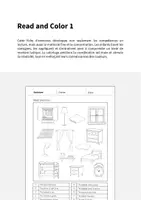 Aperçu - Cartes d'exercices - Bedroom / Chambre: Read and Color 1 (Fiche d'exercices d'anglais) - Page 1