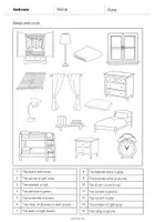 Aperçu - Cartes d'exercices - Bedroom / Chambre: Read and Color 1 (Fiche d'exercices d'anglais) - Page 2