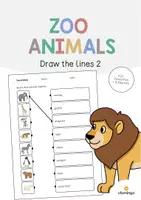 Aperçu - Cartes d'exercices - Zoo Animals / Animaux du zoo: Draw the lines 2 (Fiche d'exercices d'anglais) - Page de couverture