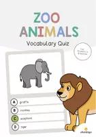 Aperçu - Jeux - Zoo Animals / Animaux du zoo: Vocabulary Quiz (Jeu de questions pour le cours d'anglais) - Page de couverture