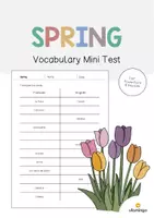 Aperçu - Tests - Spring / Printemps: Vocabulary Mini Test (Test pour le cours d'anglais) - Page de couverture