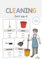 Aperçu - Jeux - Cleaning / Nettoyage: Don’t say it! (Jeu pour le cours d'anglais) - Page de couverture