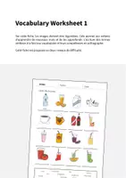 Aperçu - Fiches - Drinks / Boissons: Vocabulary Worksheet 1 (Fiche d'exercices d'anglais) - Page 1