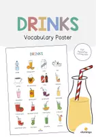 Aperçu - Affichage - Drinks / Boissons: Vocabulary Poster (Affiche pour le cours d'anglais) - Page de couverture