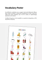Aperçu - Affichage - Drinks / Boissons: Vocabulary Poster (Affiche pour le cours d'anglais) - Page 1