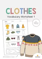 Aperçu - Fiches - Clothes / Vêtements: Vocabulary Worksheet 1 (Fiche d'exercices d'anglais) - Page de couverture