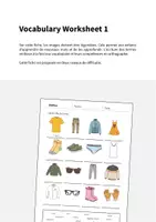 Aperçu - Fiches - Clothes / Vêtements: Vocabulary Worksheet 1 (Fiche d'exercices d'anglais) - Page 1