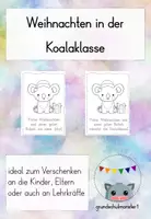 Vorschau - Mal- und Bastelvorlagen - Weihnachtskarten Koalas - Deckblatt