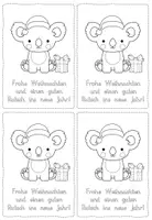 Vorschau - Mal- und Bastelvorlagen - Weihnachtskarten Koalas - Seite 1