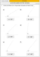 Vorschau - Arbeitsblätter - Winkel zeichnen - spitze, stumpfe und überstumpfe Winkel zeichnen - Seite 3