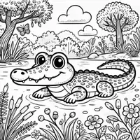 Vista previa - Manualidades / Dibujos para colorear - Cocodrilos para colorear (50 láminas) incl. planificación didáctica (PDF) - página 2