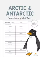 Vista previa - Evaluación - Arctic & Antarctic / Ártico y Antártida: Vocabulary Mini Test (Test para la clase de inglés) - Portada