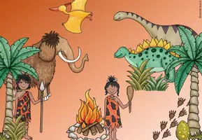 Vorschau - Fördermaterial/Inklusion - Wimmelbild Steinzeit plus Arbeitsaufträge - Seite 1